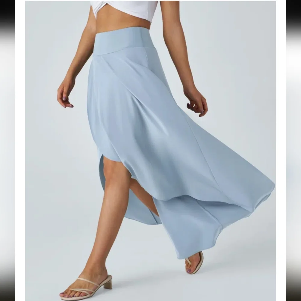 NWT Halara Breezeful 2-in-1 maxi skort high waist Asimetrica light blue ballad L - Picture 14 of 14